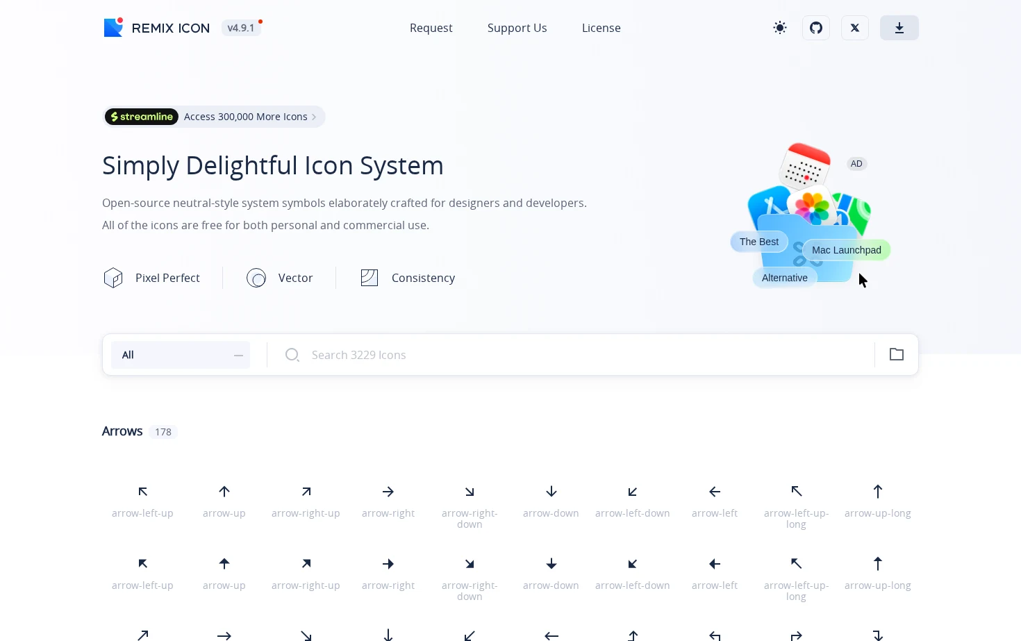 Remix Icon 页面快照